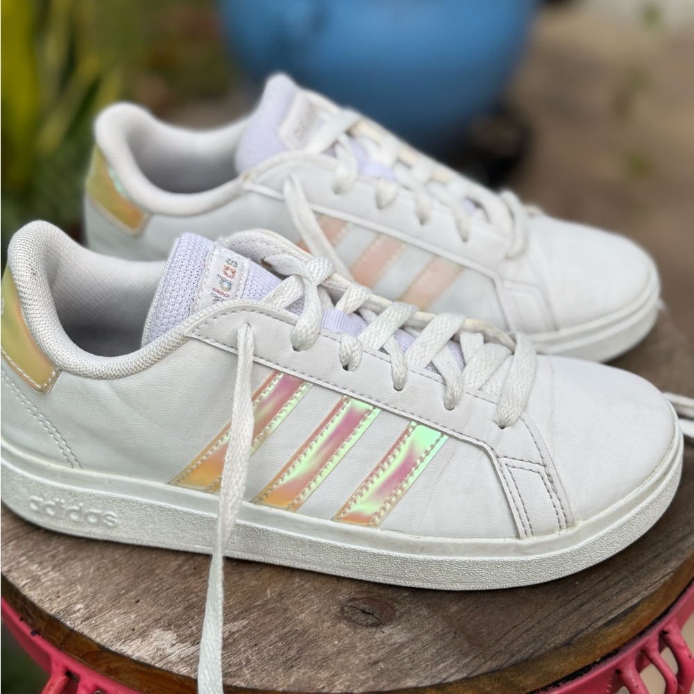 Adidas Kids Sneakers White with Iridescent Stripes